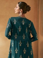 Peacock Blue Real Georgette Shrug Style Lehenga Choli